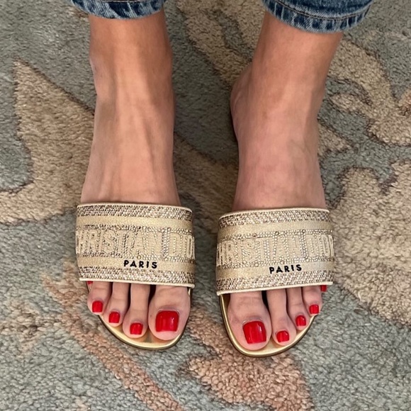 Dior Dway Sandal Slides Gold Size 42- sold out - Picture 1 of 1